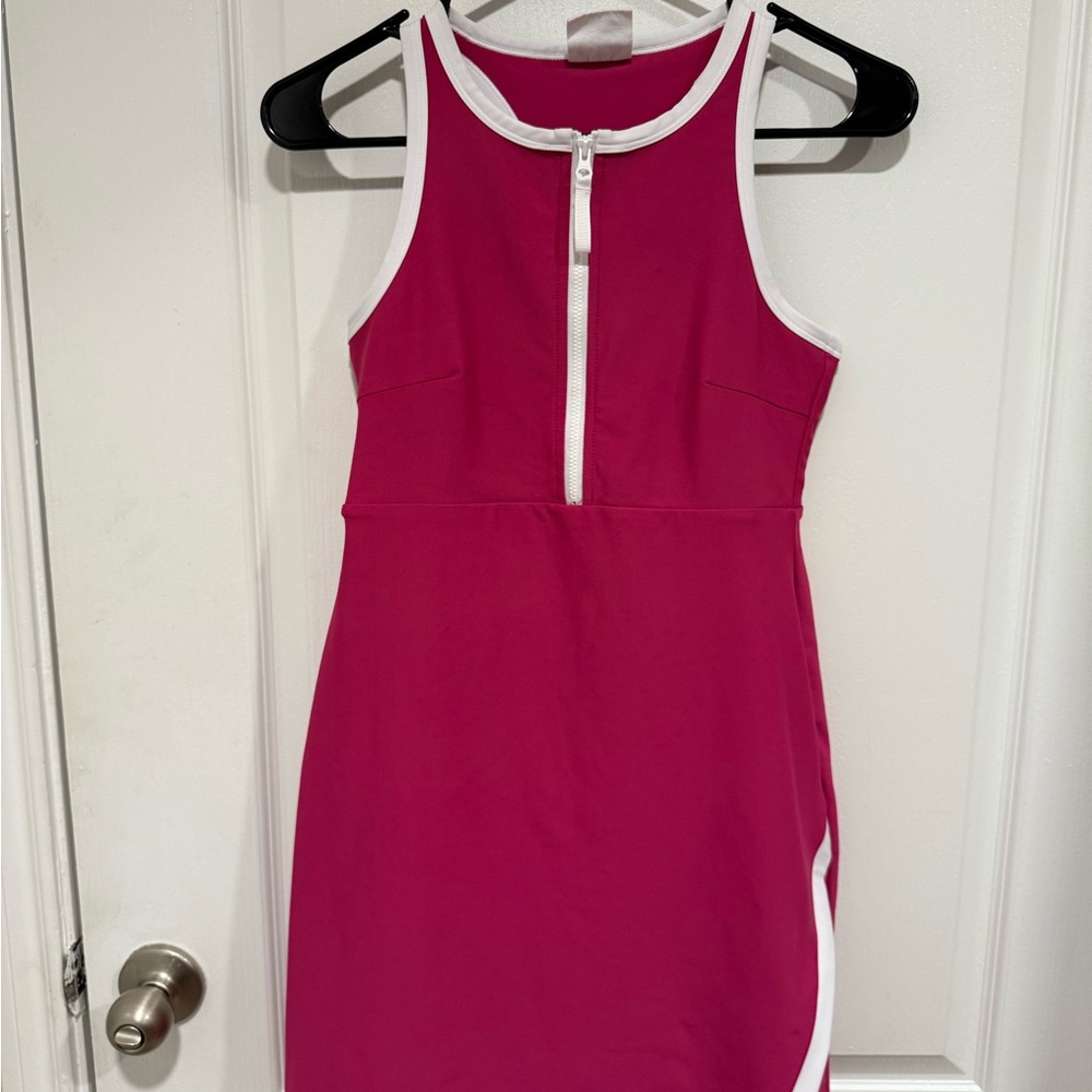 Sage Pink skort dress with White Trim